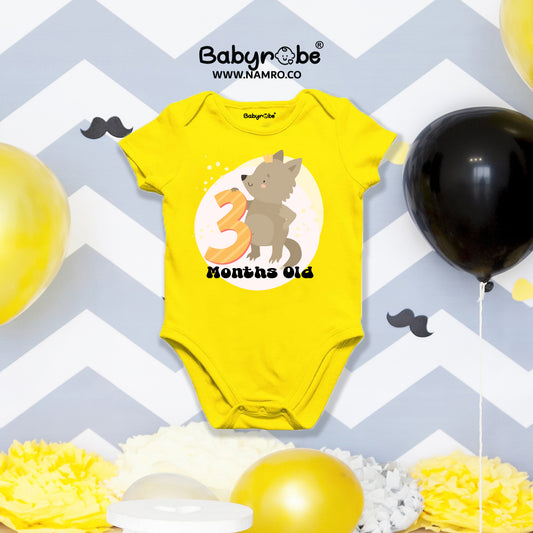 3 month Birthday onesie with ‘ Adorable Milestone Baby hal romper ".
Organic cotton onesie with custom name and birth date."