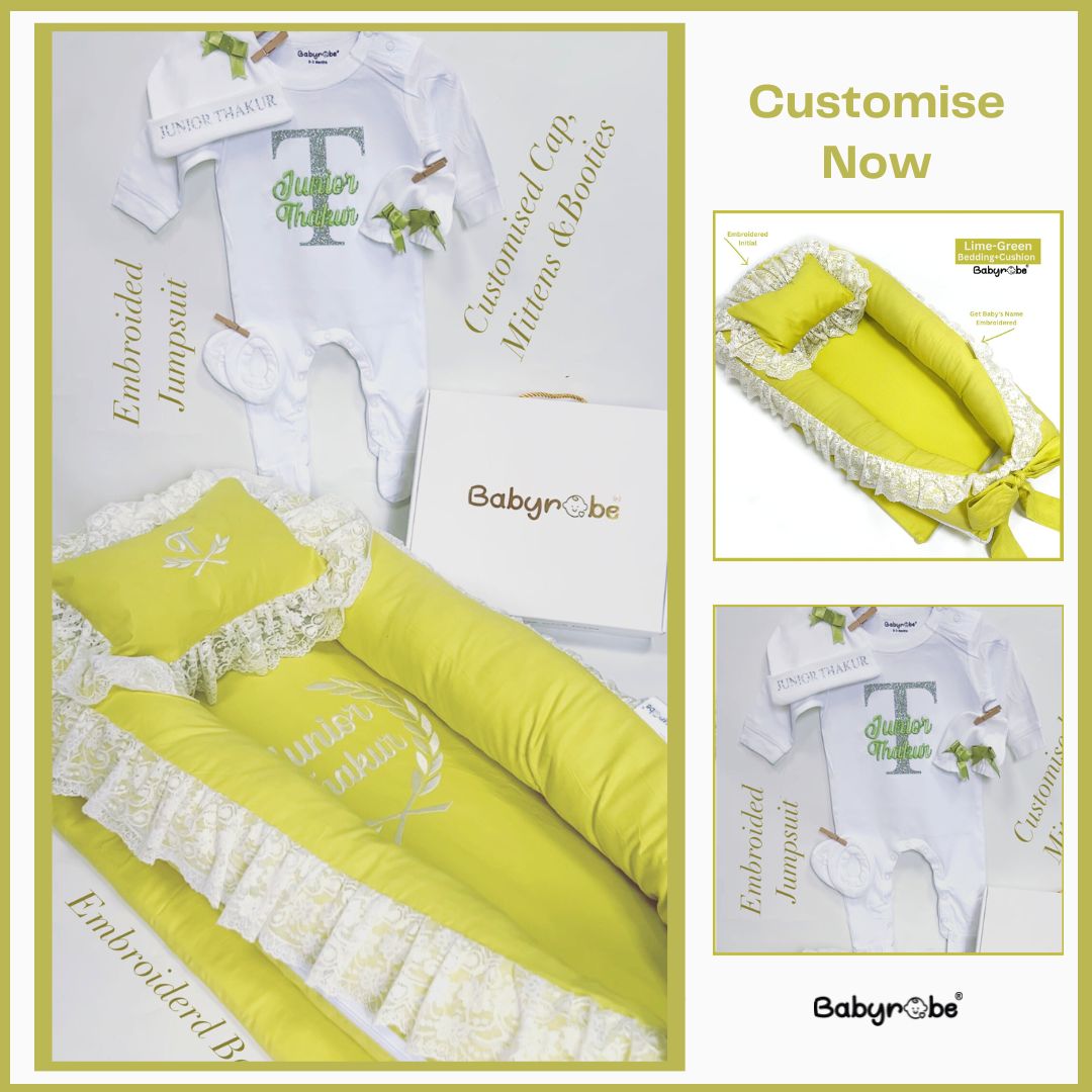 Soft and comfortable baby jumpsuit & baby bedding with custom name and design"