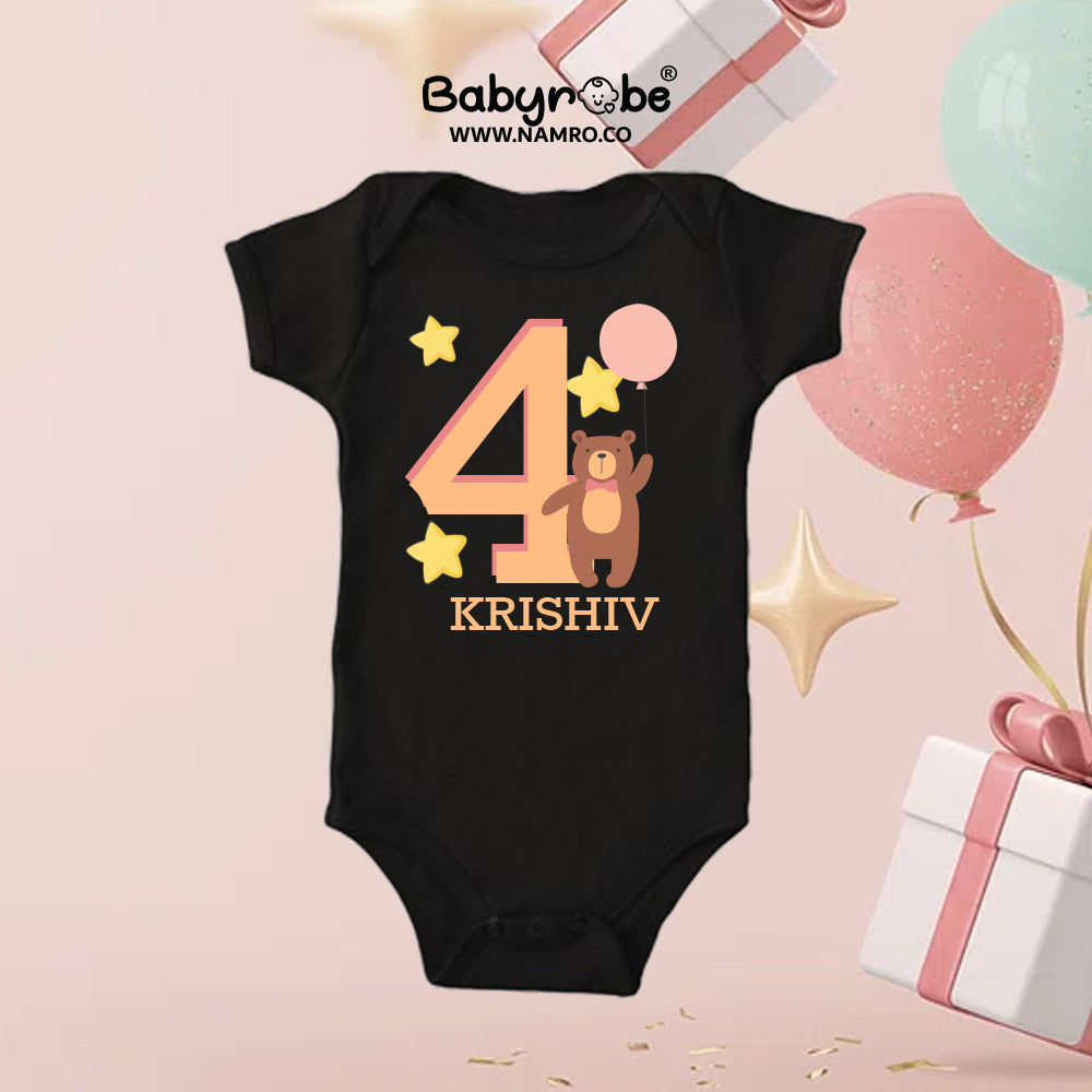 Baby romper with personalized message and cute animal design. Cute Baby Growth Milestone Bodysuit"