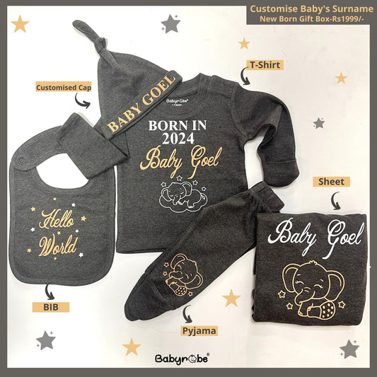 Personalized baby jumpsuit with custom name and playful design"