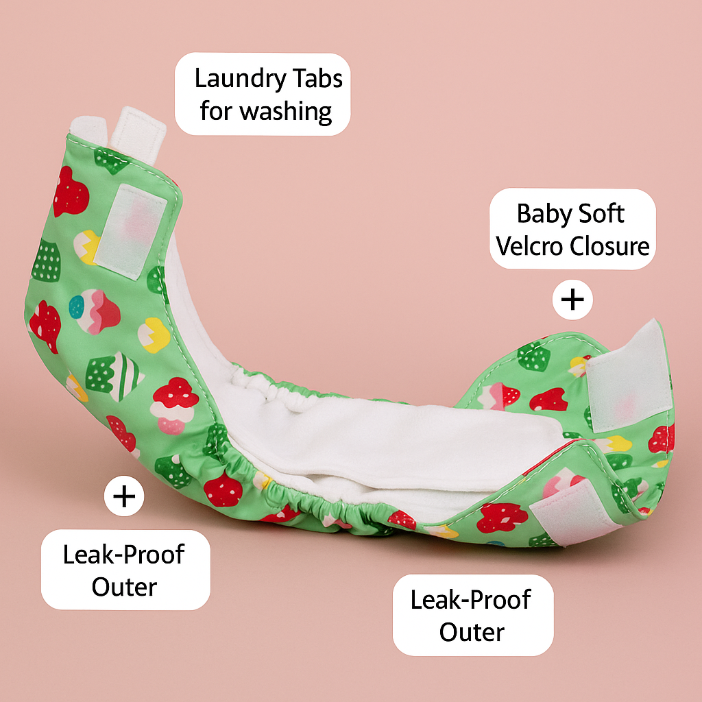 Free Size Bamboo Cotton Cuppy Cake Cloth Diaper With Insert