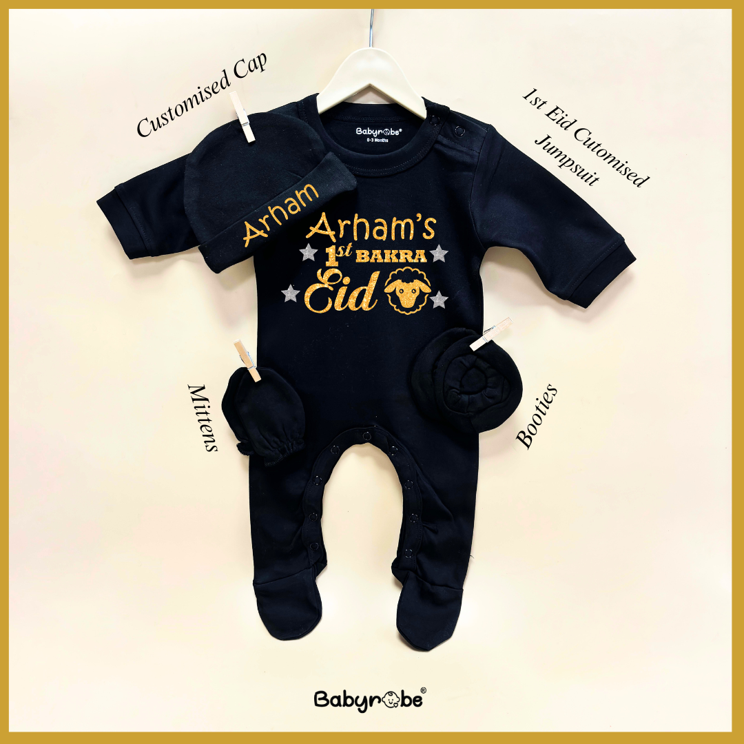 "Soft and comfortable baby jumpsuit set with custom name and design"