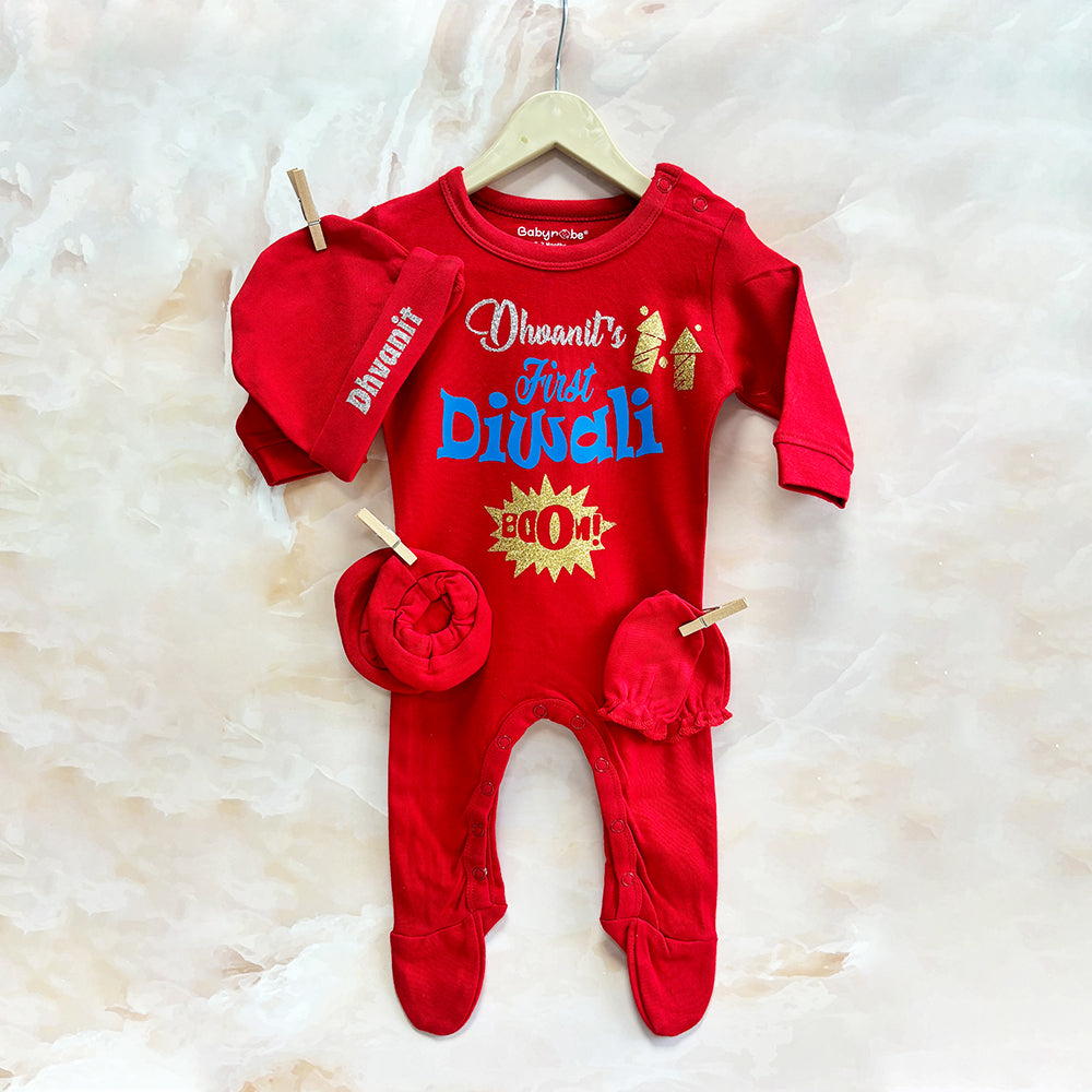 "Soft and comfortable baby jumpsuit set with custom name."