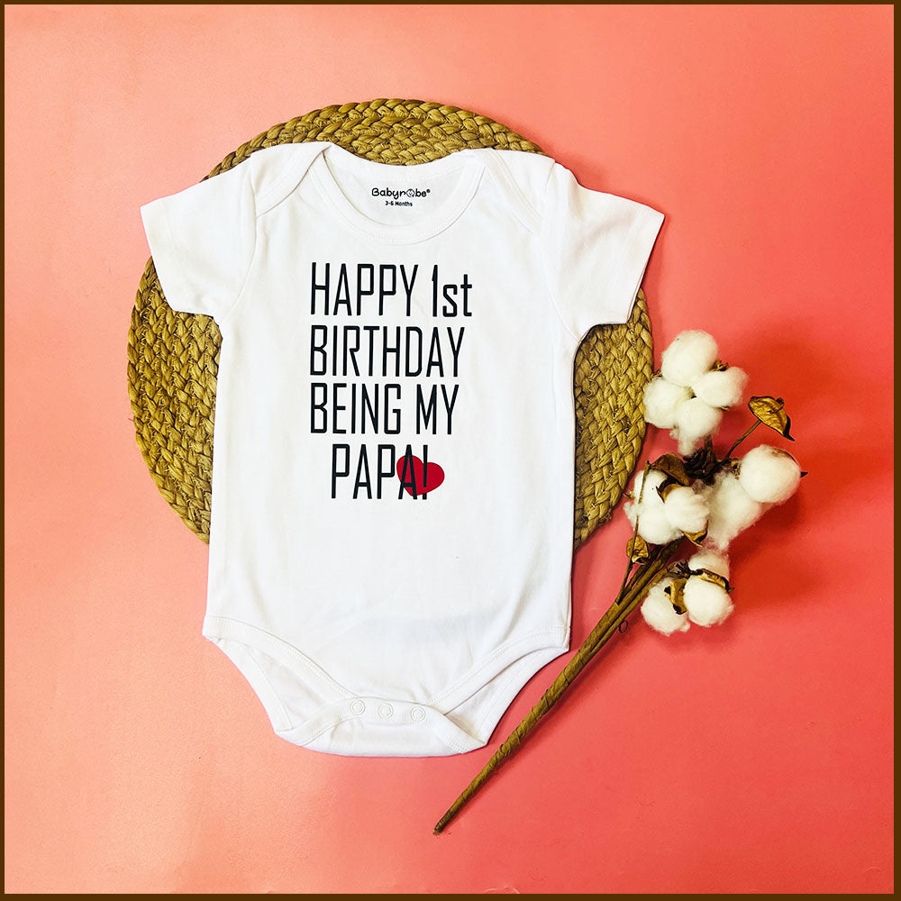 "Celebrate Birthday with a personalized baby onesie."