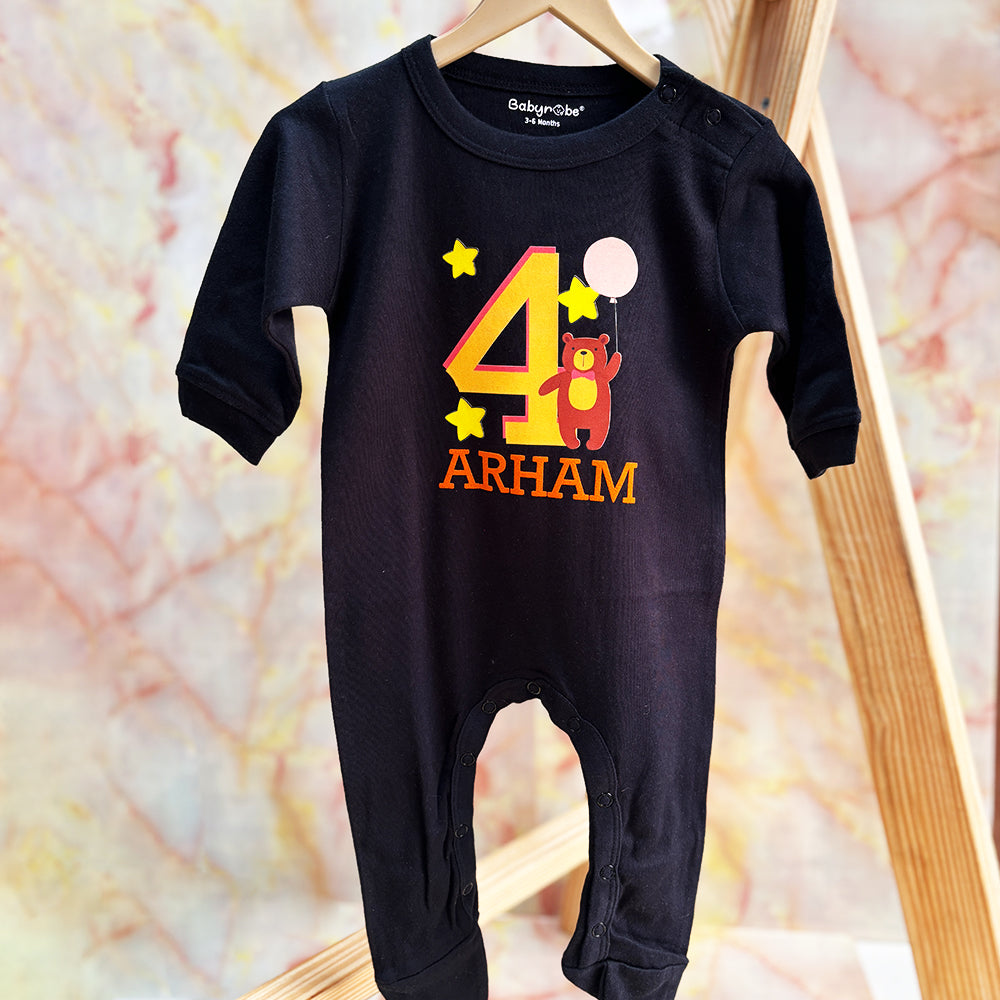 Capture Baby’s 4 Month birthday Moments.Adorable, high-quality baby bodysuit with personalized text or design, ideal for special birthday.