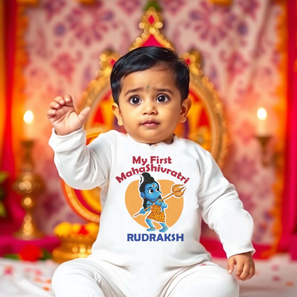 "Baby's first mahashratri outfit, mahashivratri, baby outfit."