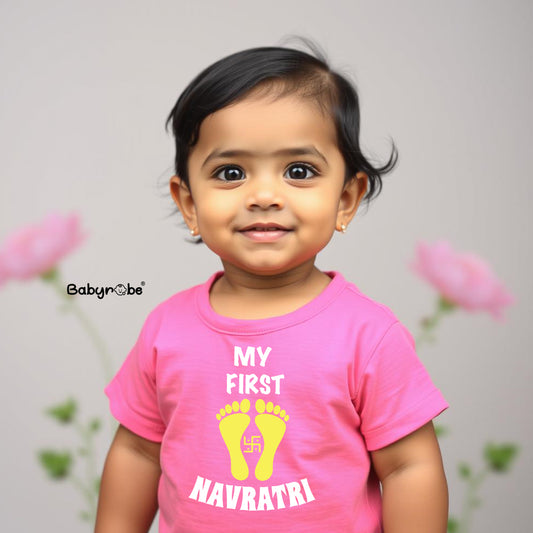 "Celebrate  Navratri with a personalized baby onesie."