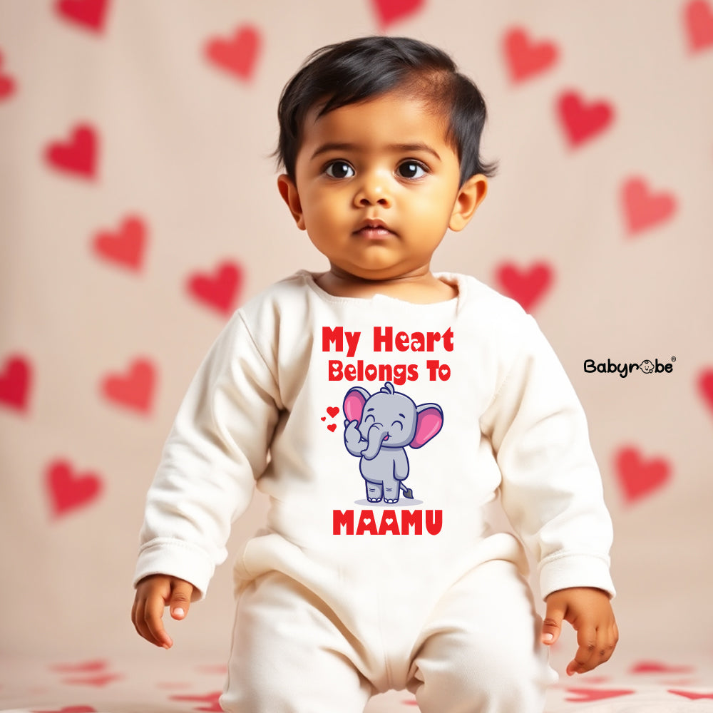 "Custom name My Heart Belongs To Maamu Weellon jumpsuit for your little one."