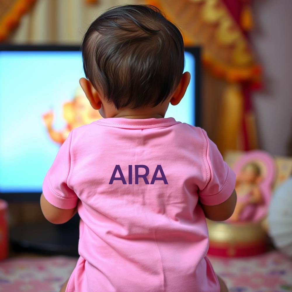 "Custom baby onesie with name at the Back special design for Ganesh Chaturthi."