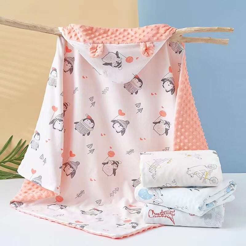 "Soft and comfortable baby Penguin_Minky_Blanket."