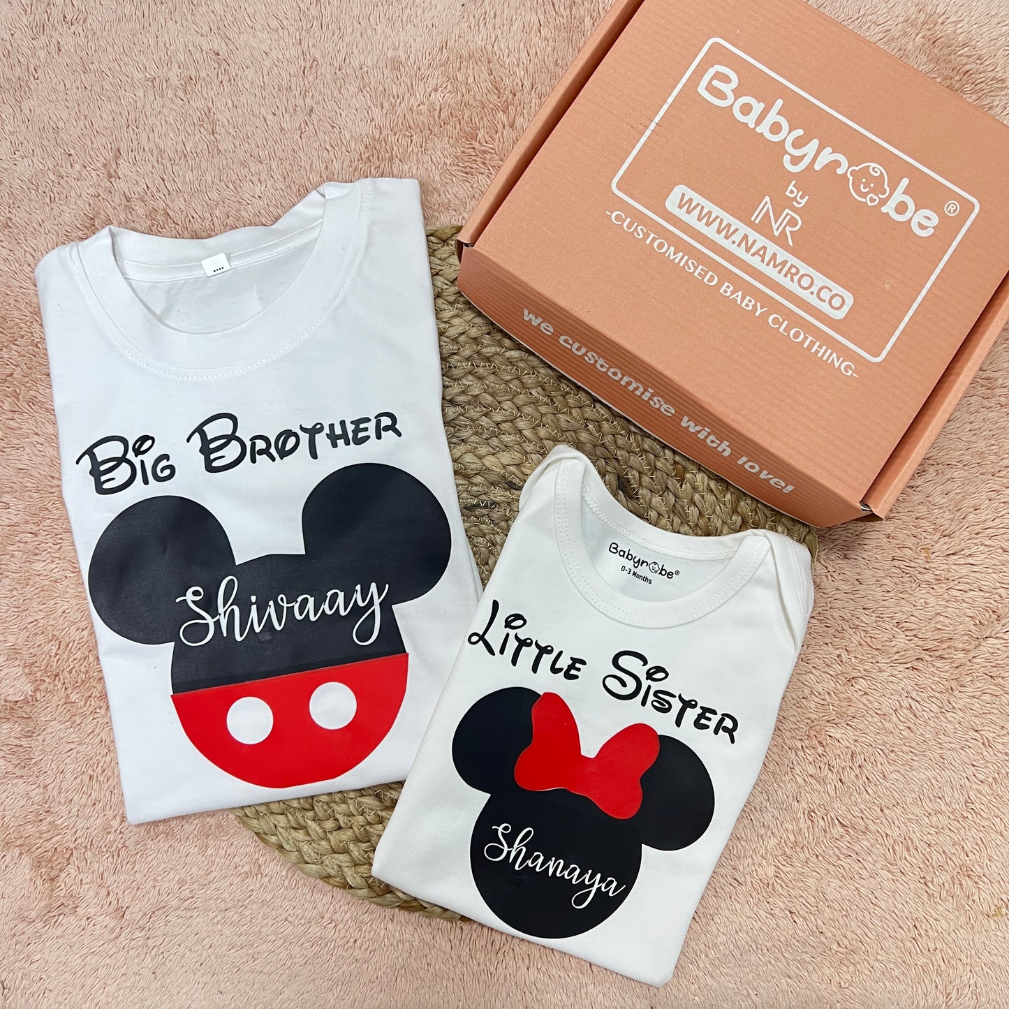 Custom Name Disney Lil Sister Big Brother (2 Piece Set)