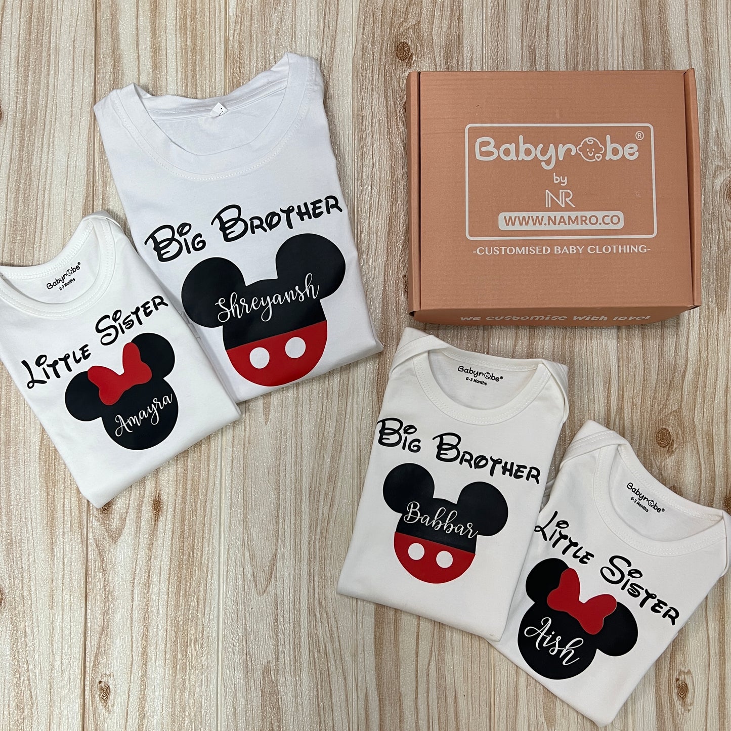 Custom Name Disney Lil Sister Big Brother (2 Piece Set)