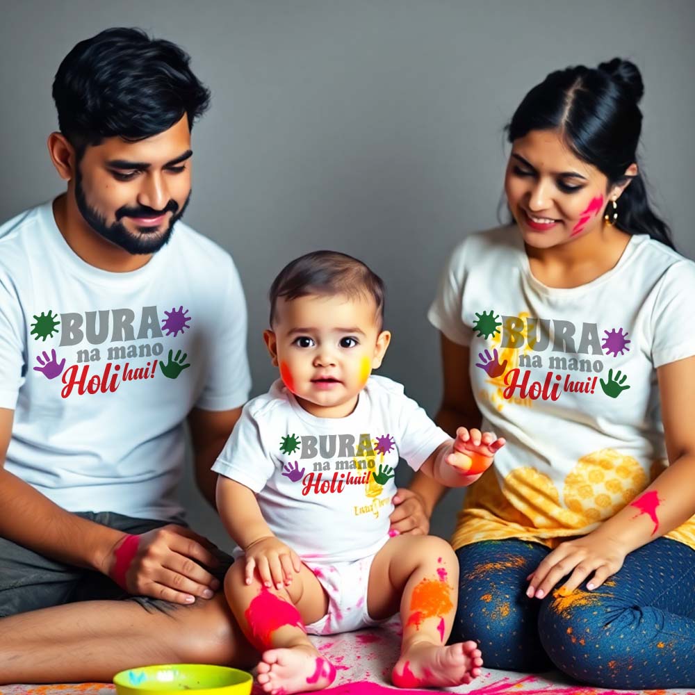 Bura Na Mano Holi Hai Family Set (Father,Mother&Baby)