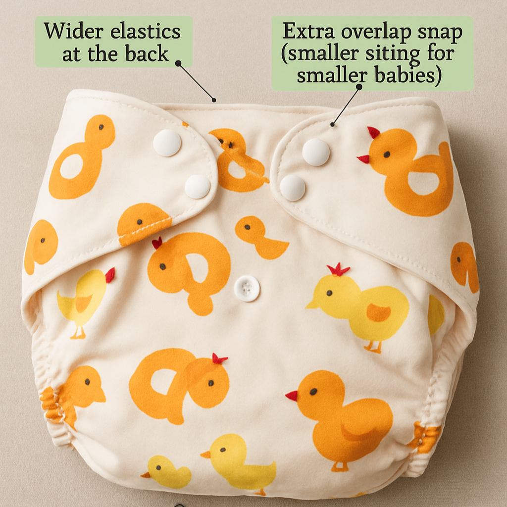 Free Size Bamboo Cotton Ducky Cloth Diaper With Insert