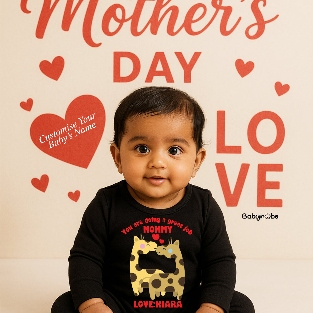 "mother's day customised baby romper, first mother's day jumpsuit"