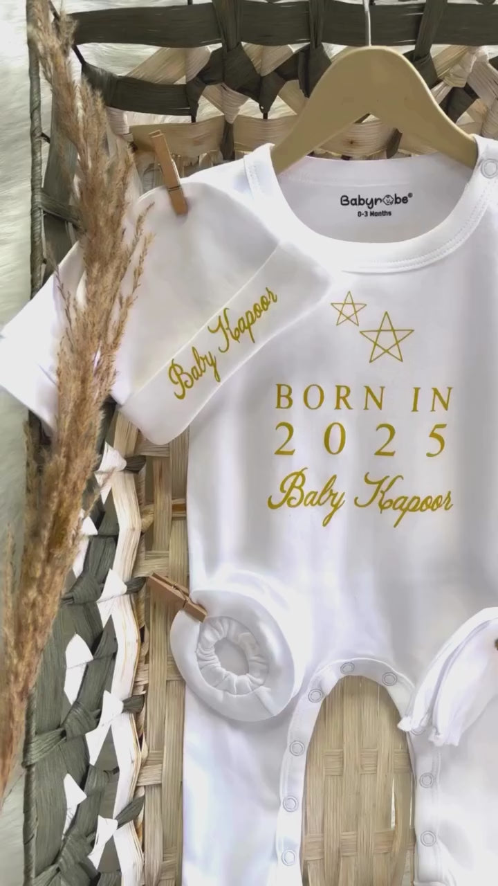 born in 2025 baby homecoming jumpsuit set