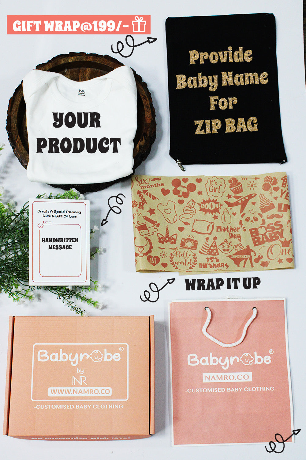 Gift Box + Custom Name Zip Bag