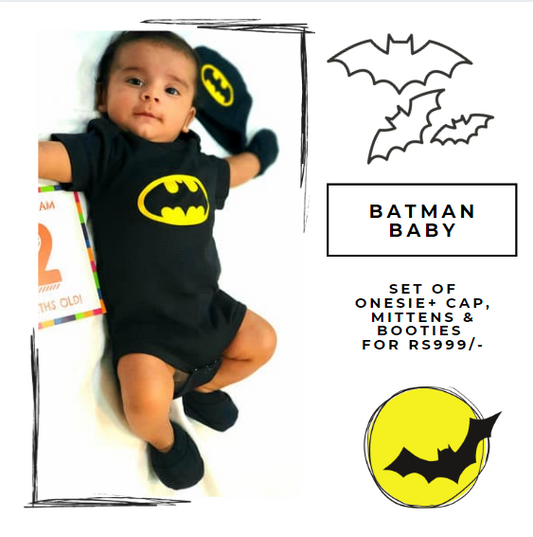 "Baby romper with personalized message and cute batman design"
Personalized baby onesie set ".