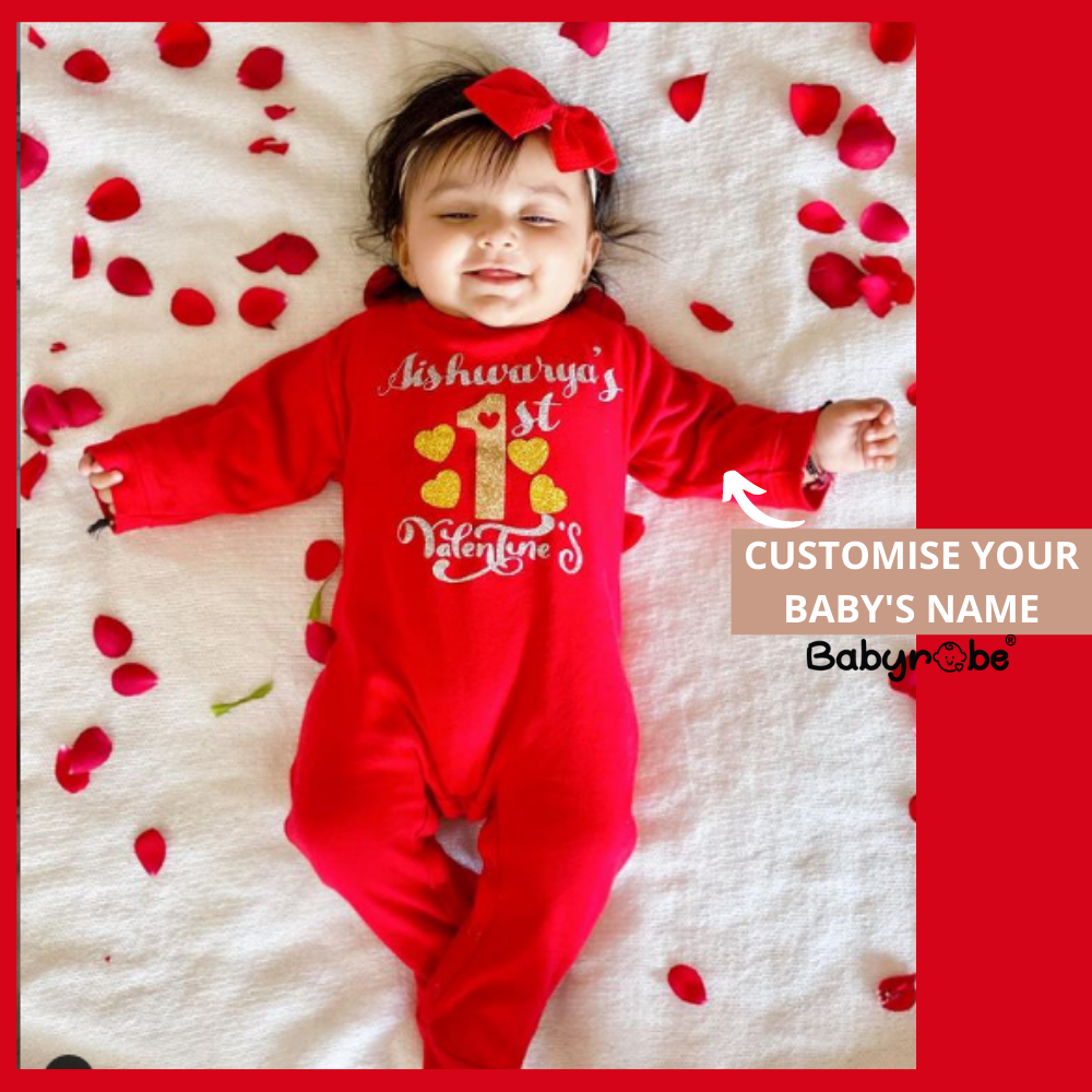 "Custom name  Valentine's Day Organic jumpsuit for your little one."