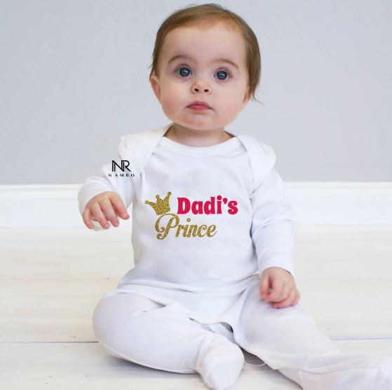 "Soft and comfortable baby jumpsuit with custom name and design."