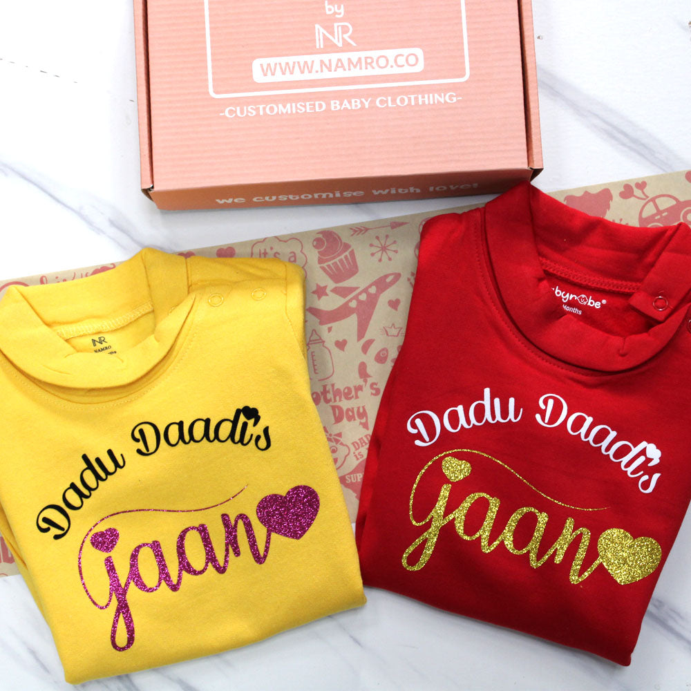"Soft and comfortable baby weellon jumpsuit with custom name."