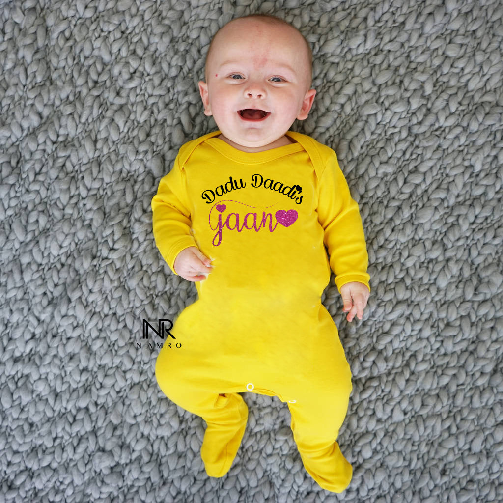 "Customizable baby jumpsuit with fun illustrations and tailored fit."