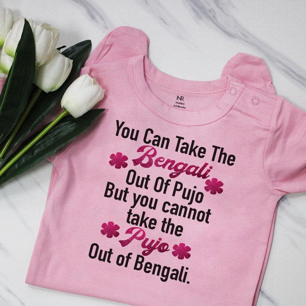 "Custom Baby Outfit – Adorable, high-quality baby bodysuit with Durga Puja."