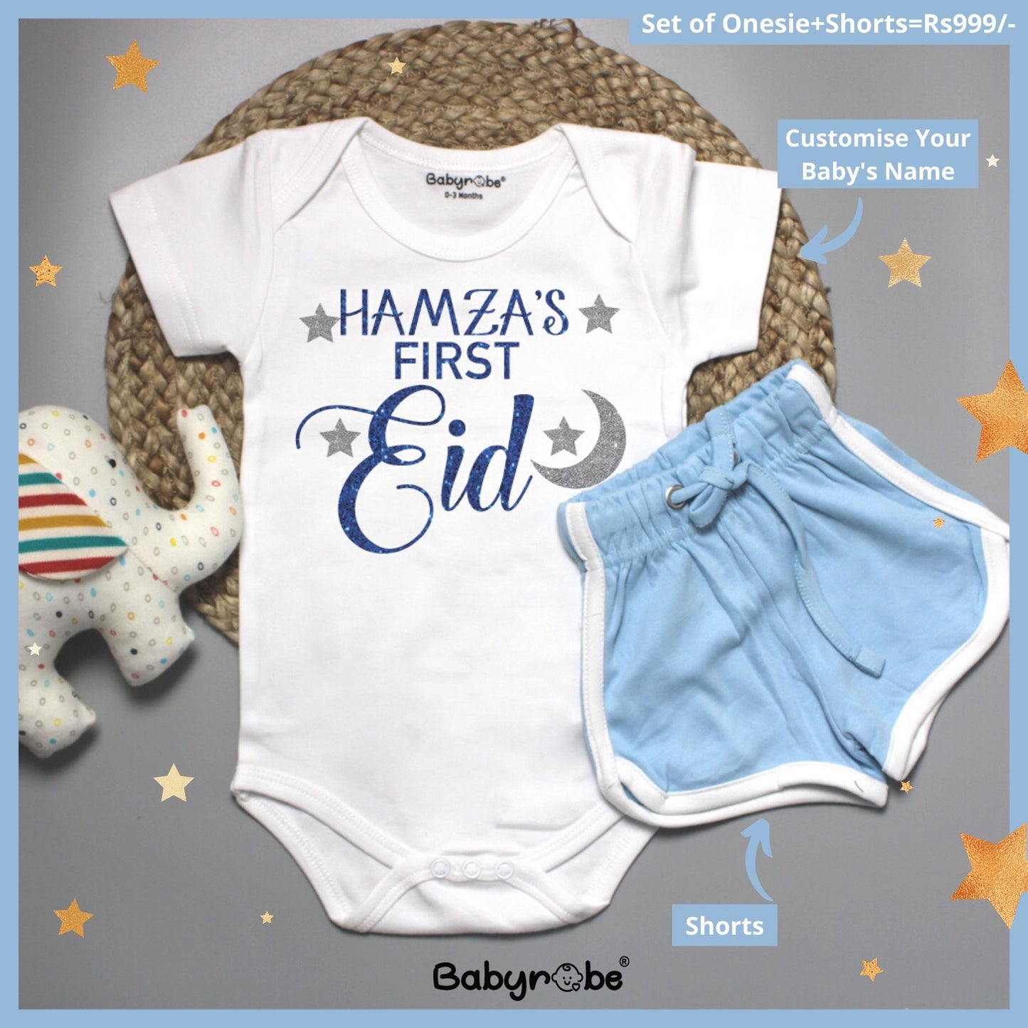Custom Name First Eid (Onesie+Shorts)
