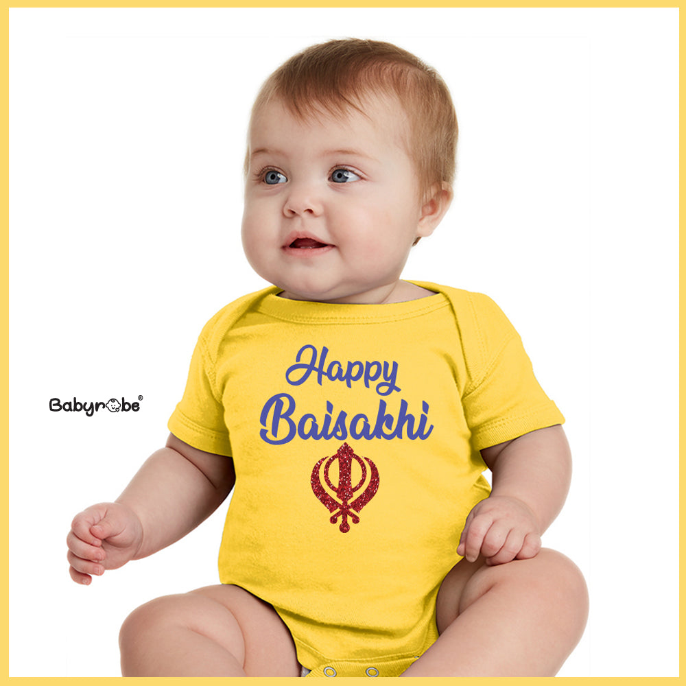 "Celebrate Baisakhi with a personalized baby onesie."