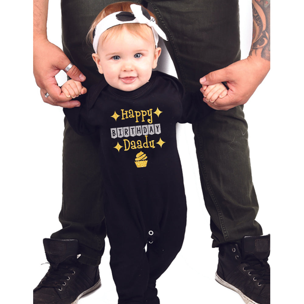 "Cute custom name baby jumpsuit for Happy Birthday DAADU."