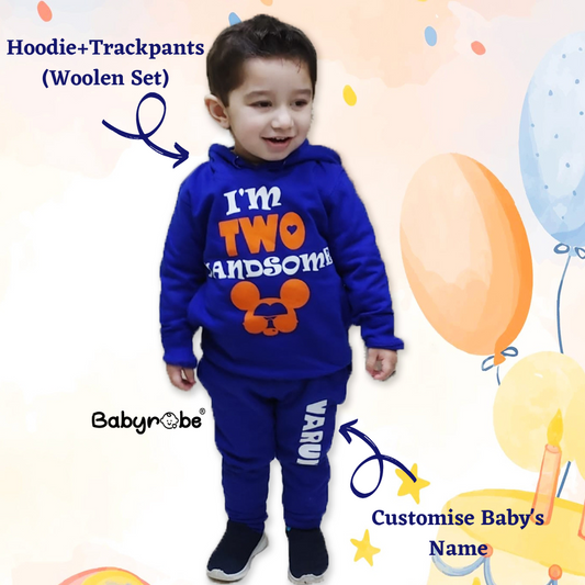 I'm Two Handsome (Hoodie+Trackpants Woolen Set)