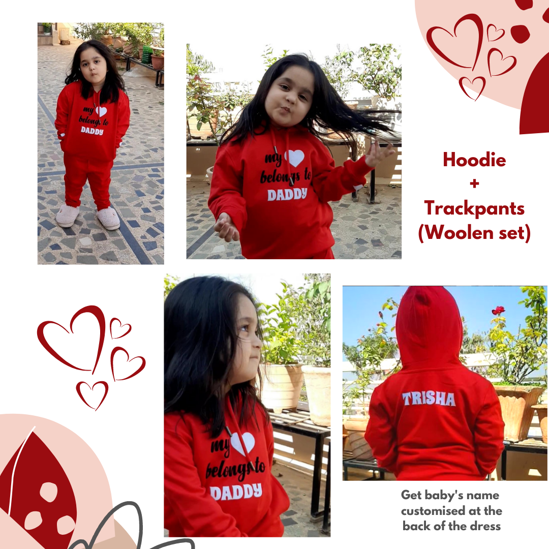 My Heart Belongs To Daddy (Hoodie+Trackpants Woolen Set)