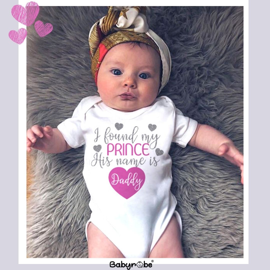 "Customizable I Found My Prince His Name is Daddy baby outfit with name."