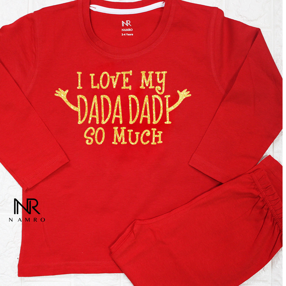 "Soft and comfortable baby T-Shirt & Pajama set with custom name and design."