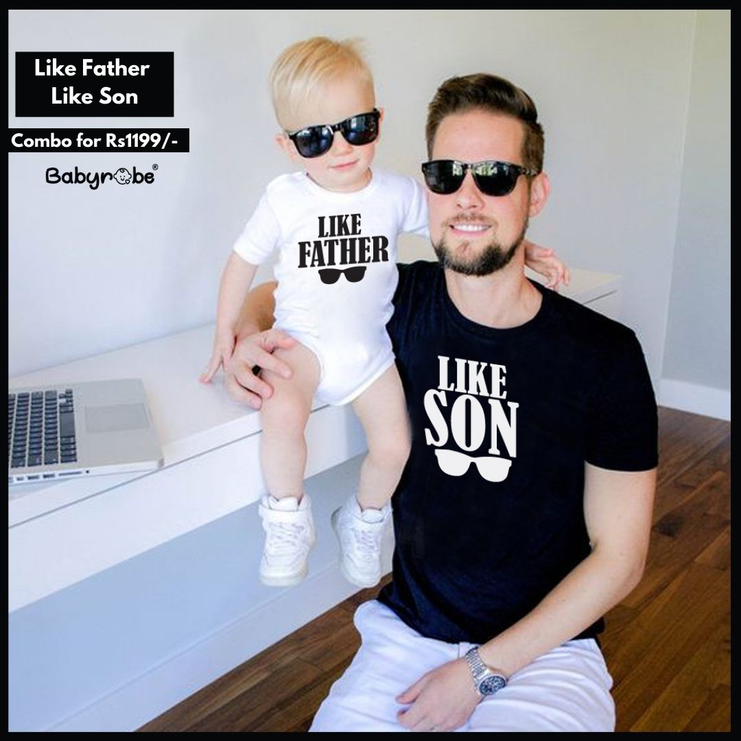 "Like Father Like Son Combo set with a personalized baby onesie & T-Shirt Set ."