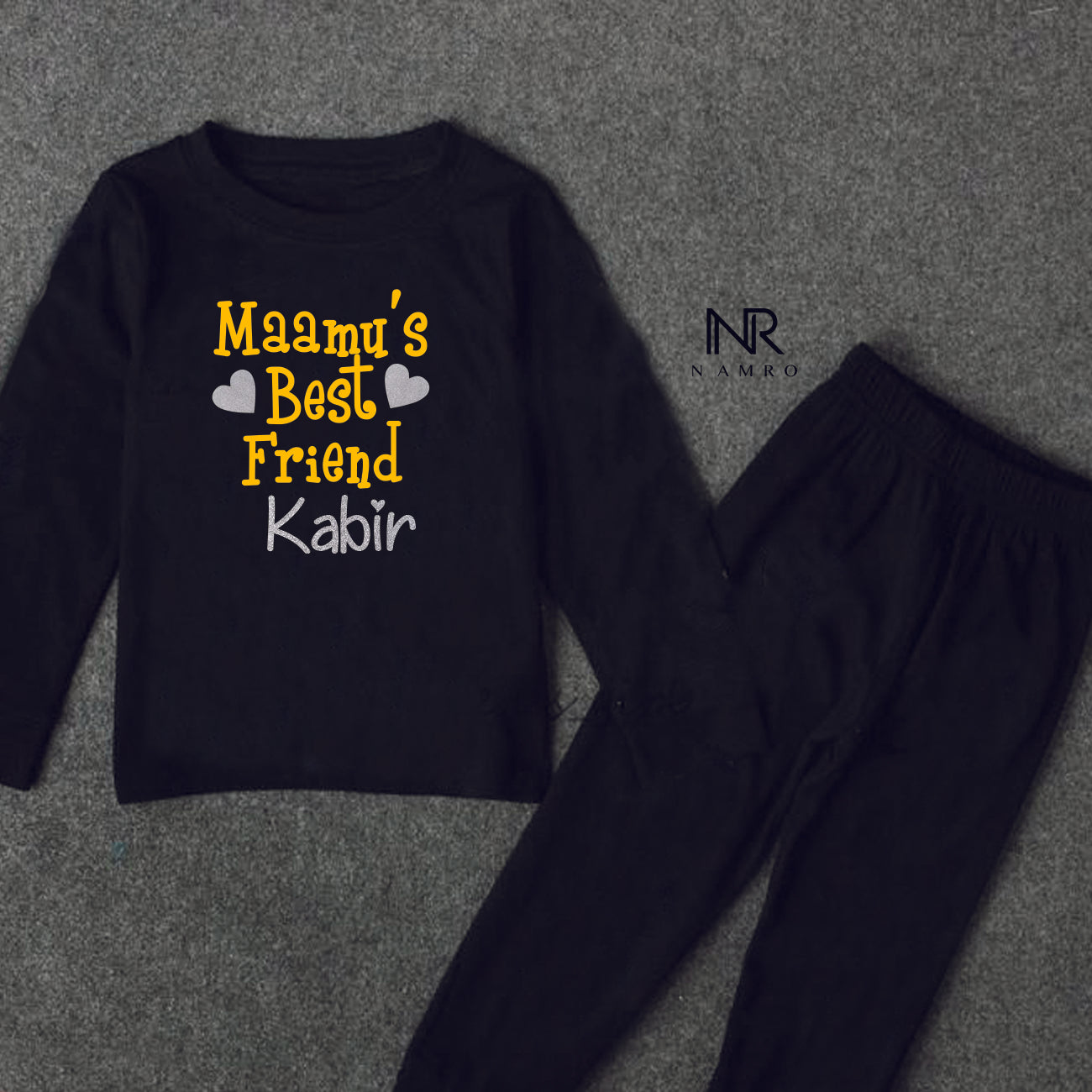 "Baby T-Shirt & Pajama with personalized name for a special Maamu's Best Friend."