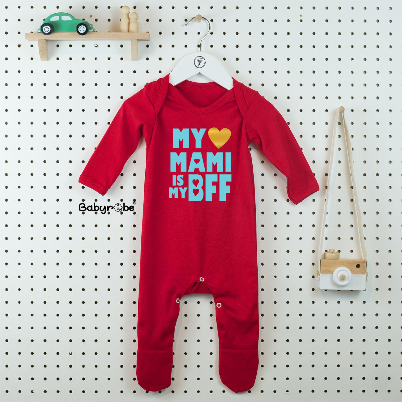 "Cute custom name baby jumpsuit for Mami Is My Bff."