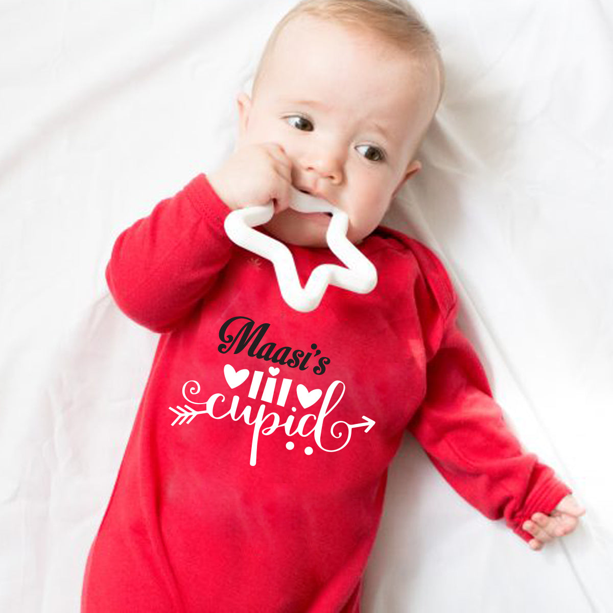 Custom baby romper featuring a fun print and personalized text"Custom baby apparel."Funny baby red jumpsuit ."