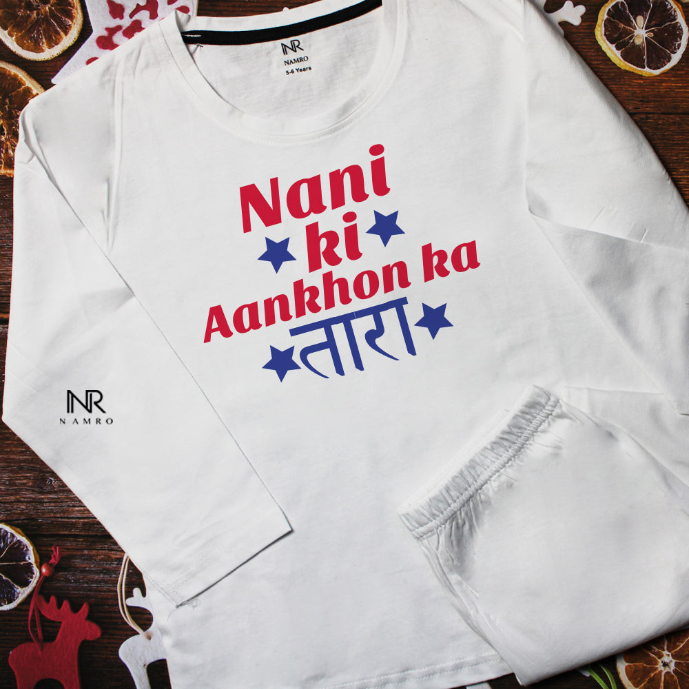 "Soft and comfortable baby T-Shirt & Pajama Set with custom name and design."