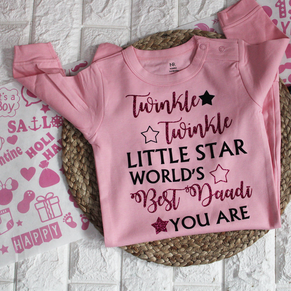 "Custom baby Jumpsuit with name and special design for gifts or photo shoots."