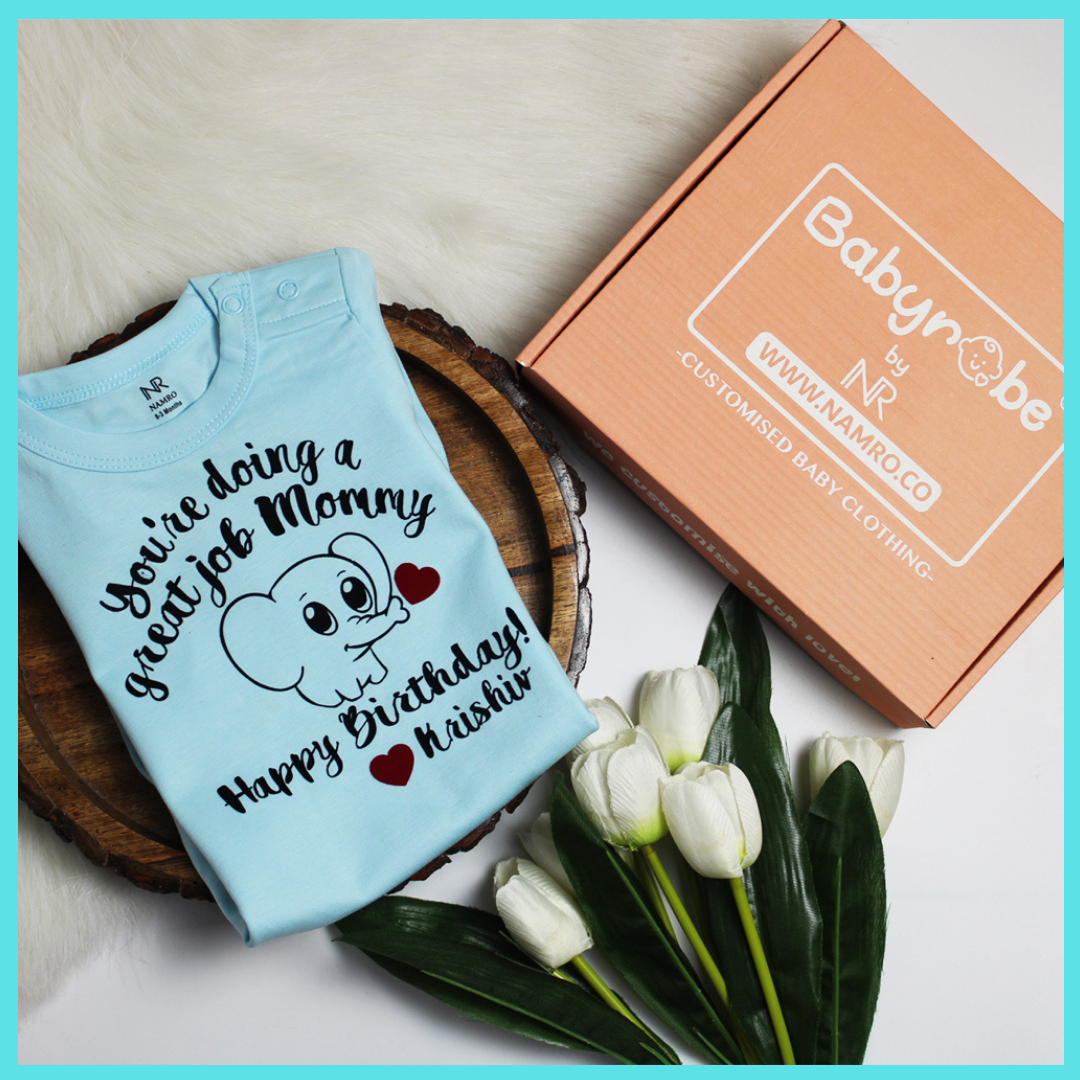 "Adorable custom jumpsuit for babies with unique artwork and cozy fit."