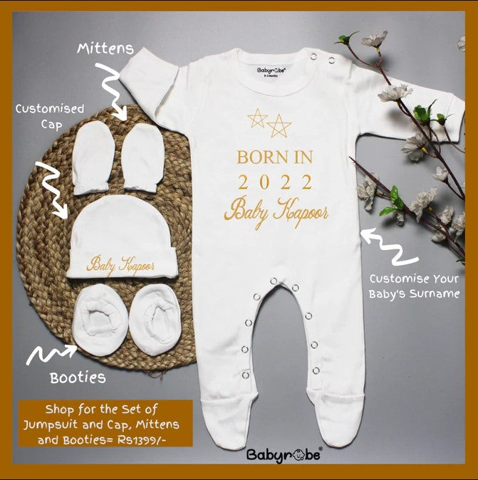 "Custom name born in 2025 jumpsuit  set for your little one."