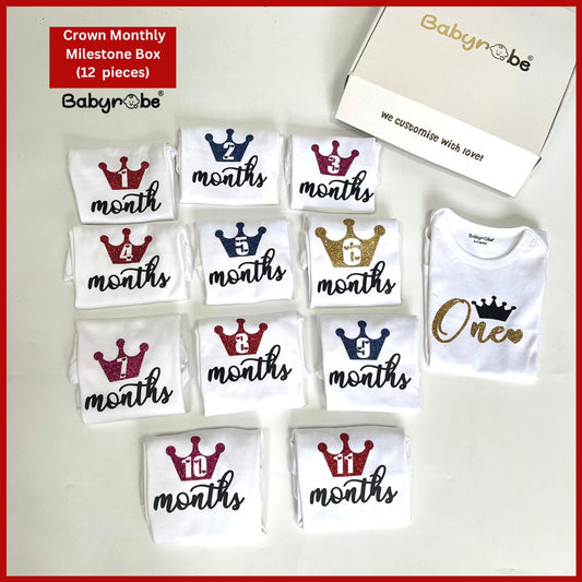 "Custom baby romper featuring a fun print and personalized text"Capture Baby’s First Year Moments"