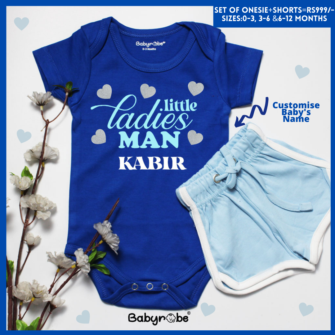Custom Name Little Ladies Man (Onesie+Shorts)