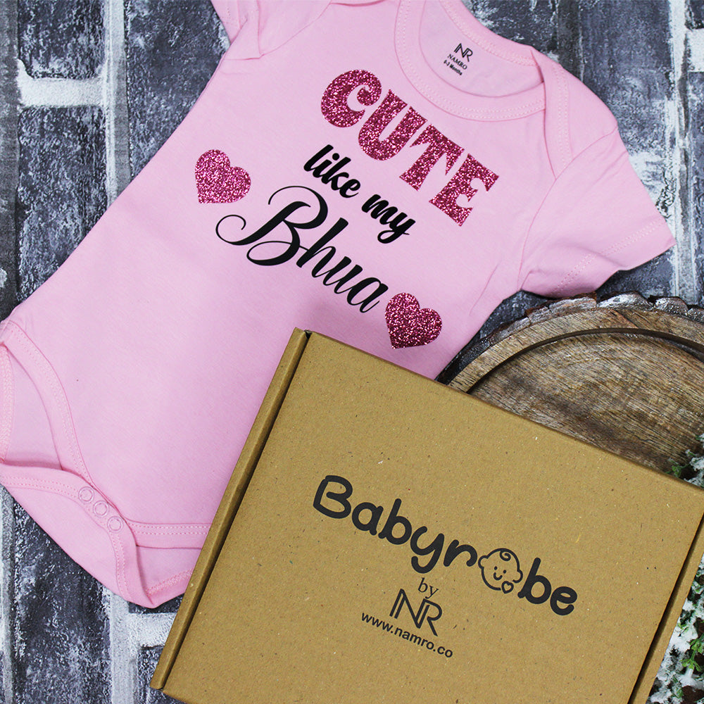 "Cute baby romper with a custom graphic and soft cotton fabric."