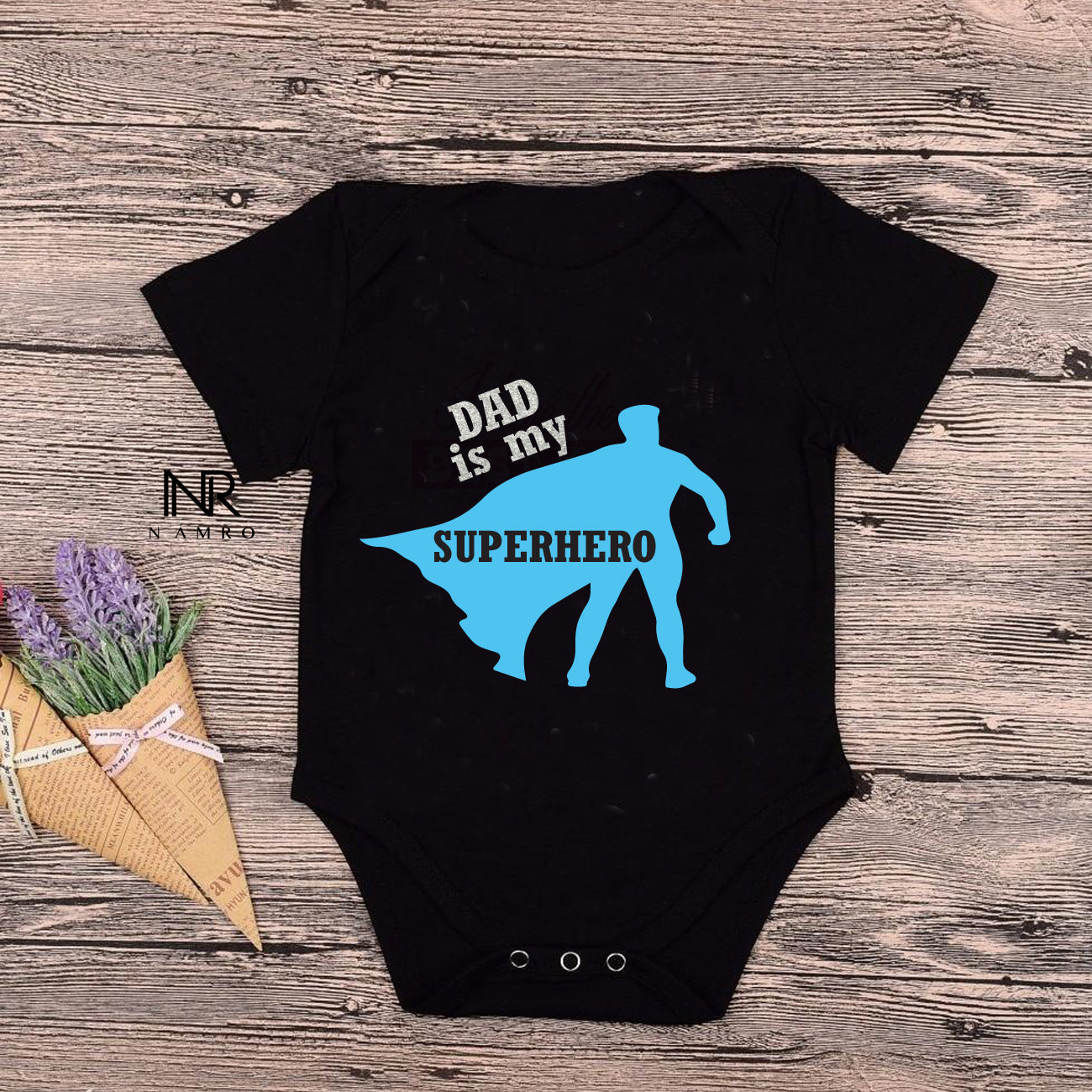 ''Custom baby onesie with a heartwarming design.''