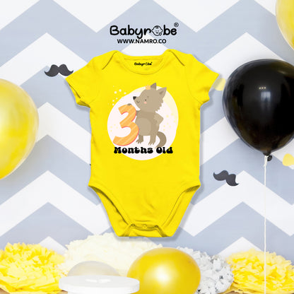 3 month Birthday onesie with ‘ Adorable Milestone Baby hal romper ".
Organic cotton onesie with custom name and birth date."