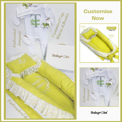Soft and comfortable baby jumpsuit & baby bedding with custom name and design"