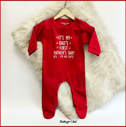 "Personalized baby Jumpsuit  for Father's Day with custom name."
