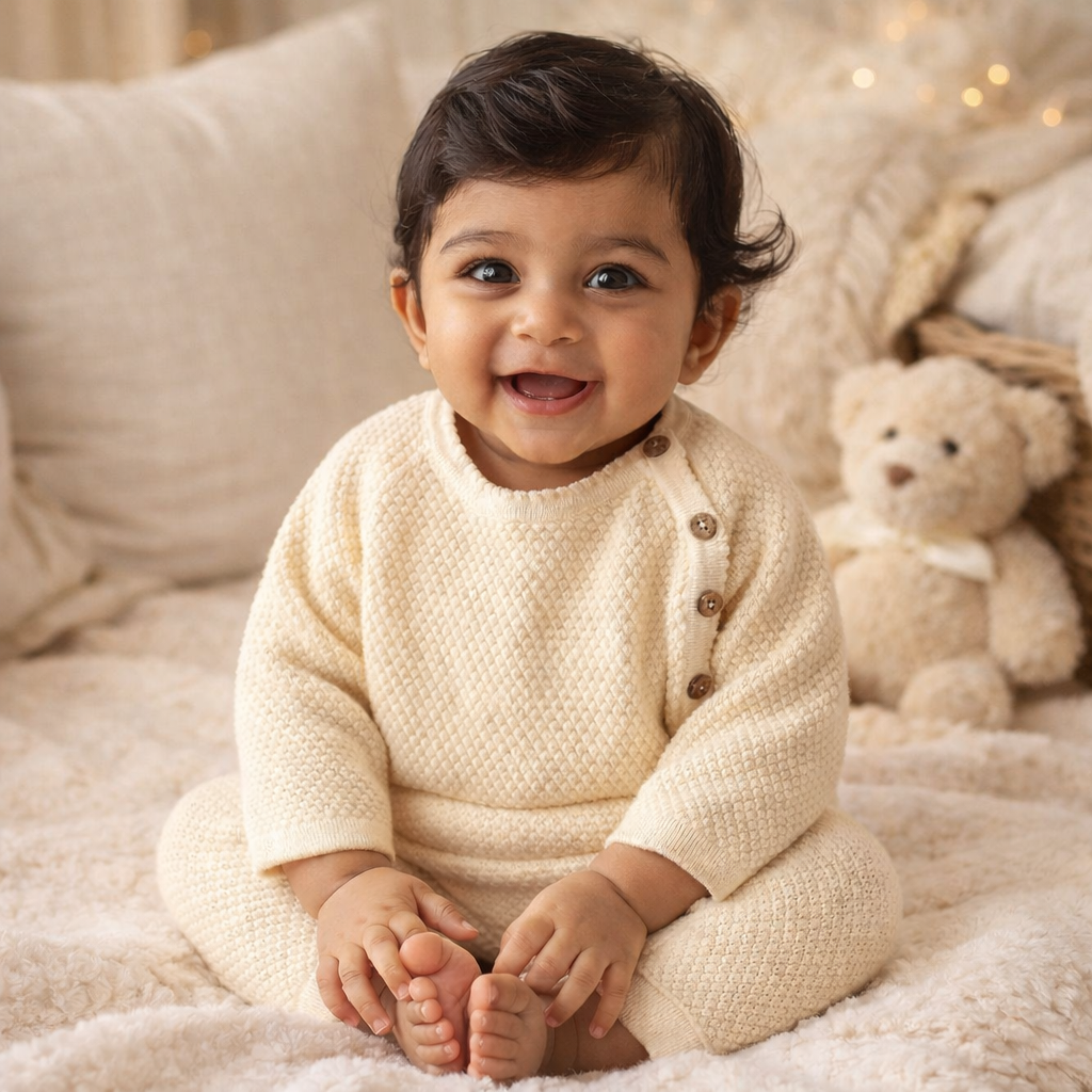 Ivory Waffle Knitted Co-Ord Set